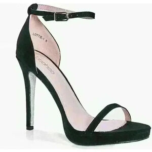 Boohoo Women's Ella Platform Glitter Sole Black Sandal Sz 10 US, 8 UK